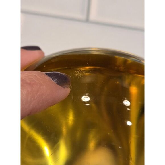 Art Glass Elephant Sculpture/Paperweight Heavy Murano Style Clear & Amber GUC - Picture 7 of 13